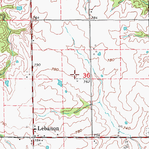 Topographic Map of Ten Sych Cemetery, IA