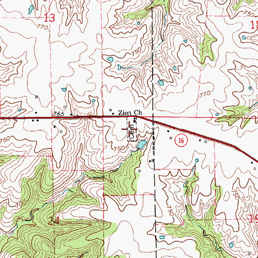 Topographic Map of Zion Lutheran Cemetery, IA