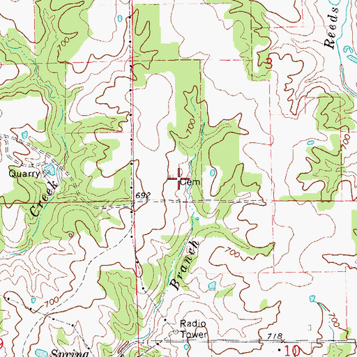 Topographic Map of Chapman Cemetery, IA