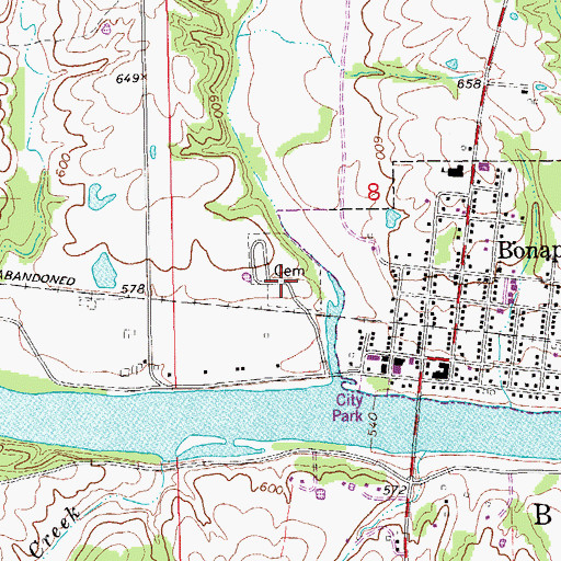 Topographic Map of Bonaparte Cemetery, IA