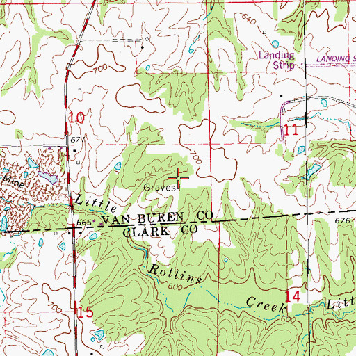 Topographic Map of Burrier Cemetery, IA