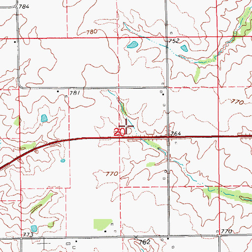 Topographic Map of East Home Prairie Cemetery, IA