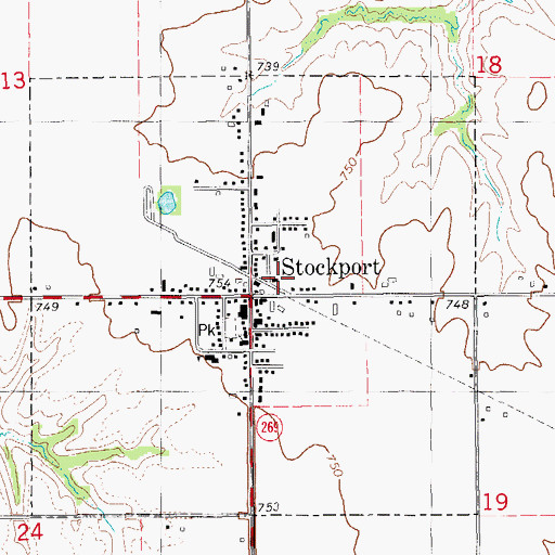 Topographic Map of Stockport (historical), IA
