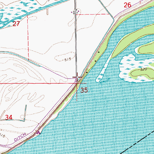 Topographic Map of Green Bay Access, IA