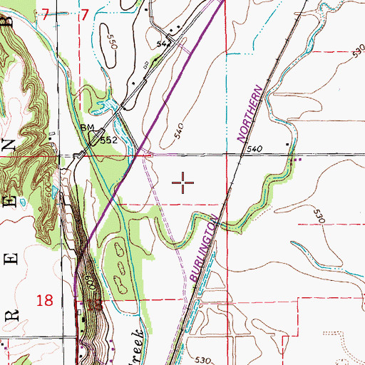 Topographic Map of Burk's Run Wildlife Area, IA