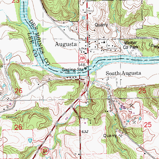 Topographic Map of Augusta Access, IA