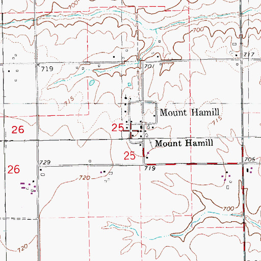 Topographic Map of Mount Hamill Post Office (historical), IA