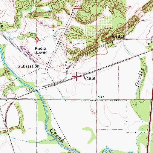 Topographic Map of Viele Post Office (historical), IA