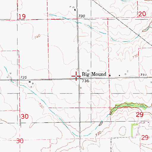 Topographic Map of Big Mound Post Office (historical), IA
