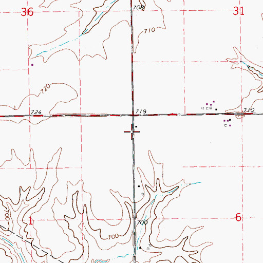 Topographic Map of La Crew Post Office (historical), IA