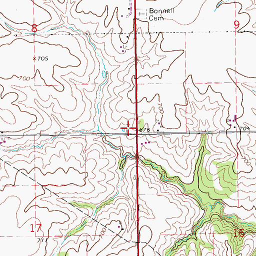 Topographic Map of Dover Post Office (historical), IA