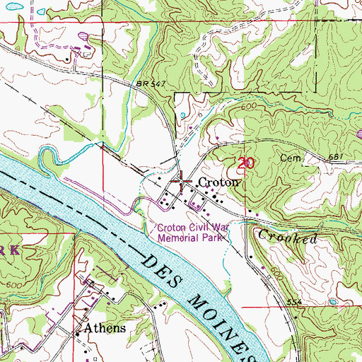 Topographic Map of Croton (historical), IA