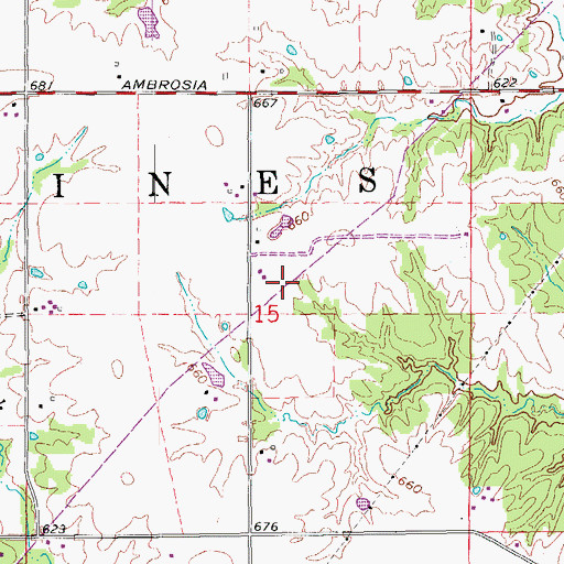 Topographic Map of String Prairie Post Office (historical), IA