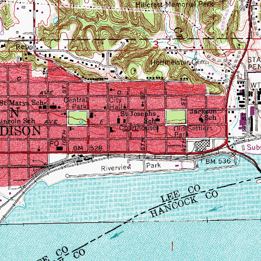 Topographic Map of Cattermole Memorial Library, IA