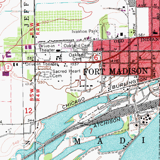 Topographic Map of Fort Madison Health Center, IA