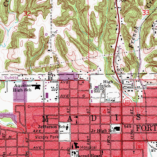 Topographic Map of Our Savior Lutheran Church, IA