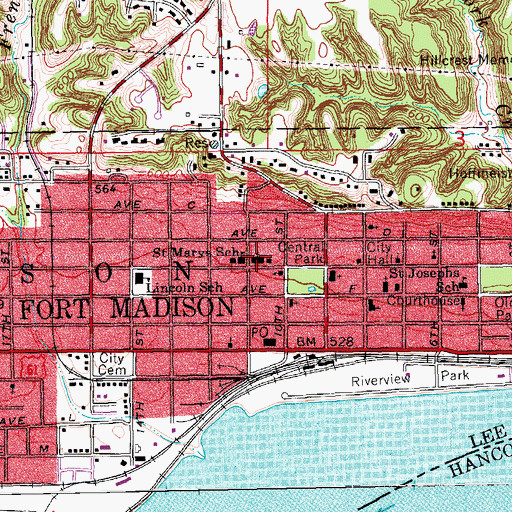 Topographic Map of Saint Mary and Joseph Catholic Church, IA