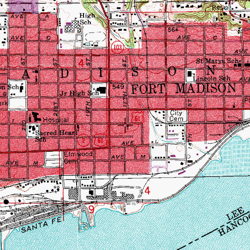 Topographic Map of Fort Madison Seventh Day Adventist Church, IA