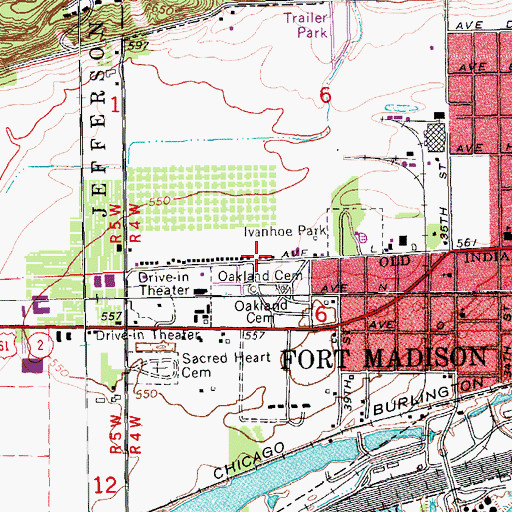 Topographic Map of Madison Baptist Church, IA