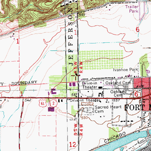 Topographic Map of Fort Madison Christian Church, IA