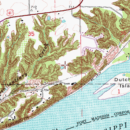 Topographic Map of Fort Madison Country Club, IA