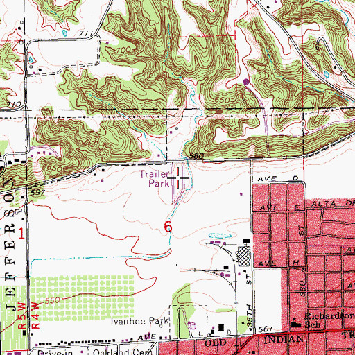 Topographic Map of Aztec Mobile Home Park, IA