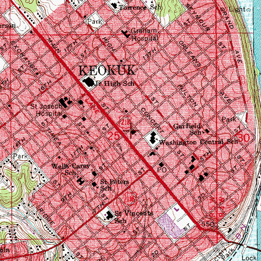 Topographic Map of First Christian Church, IA