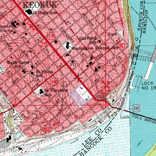 Topographic Map of Keokuk Christian Science Society, IA