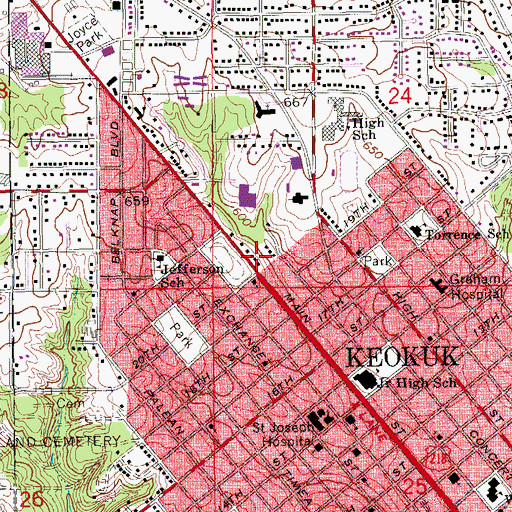 Topographic Map of American Eyecare Center, IA