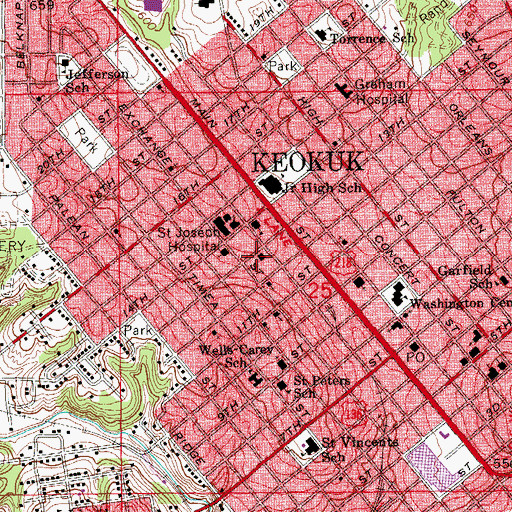 Topographic Map of Keokuk Fire Department, IA
