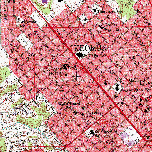 Topographic Map of Keokuk Police Department, IA