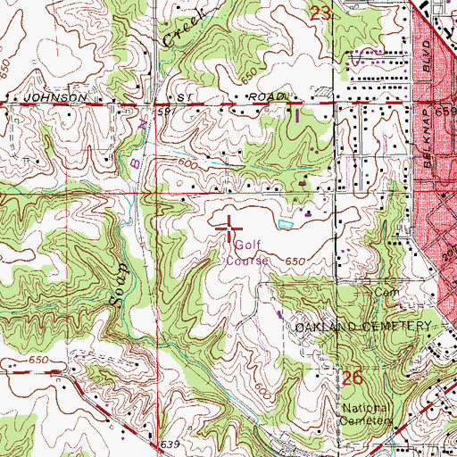 Topographic Map of Elks Fairview Golf Club, IA
