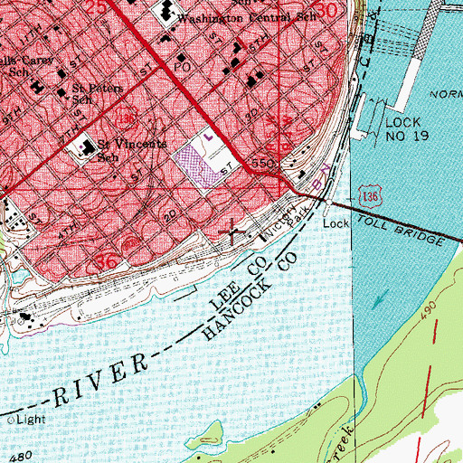 Topographic Map of Keokuk, IA