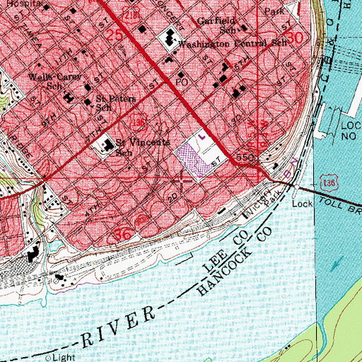 Topographic Map of Keokuk Post Office, IA