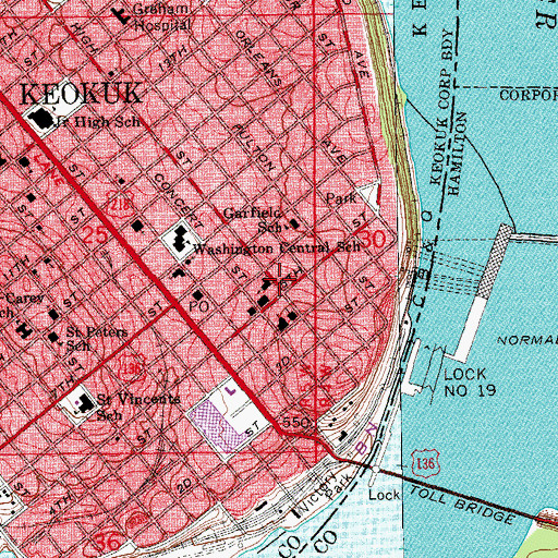 Topographic Map of Samuel F Miller House Museum, IA
