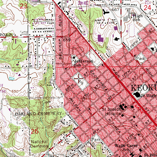 Topographic Map of Kilbourne Park, IA