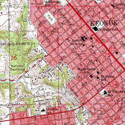 Topographic Map of Kiser Park, IA