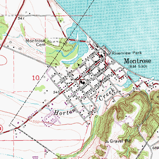 Topographic Map of Montrose Fire Station, IA