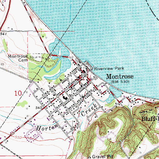 Topographic Map of Montrose Memorial Library, IA