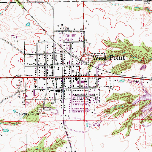 Topographic Map of West Point City Hall, IA