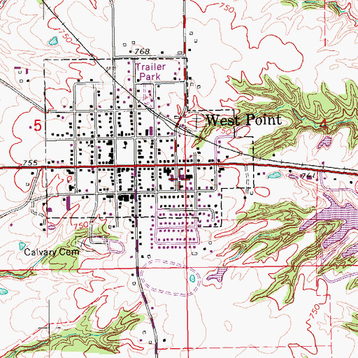 Topographic Map of West Point Clinic, IA