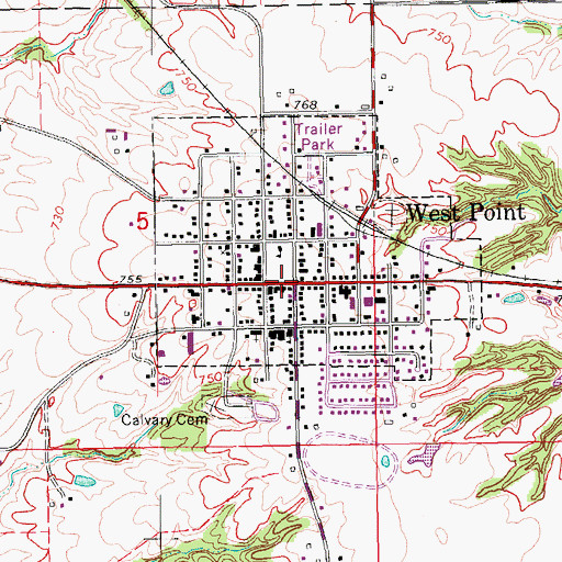 Topographic Map of West Point Optical Center, IA