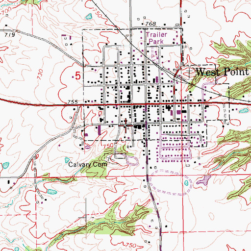 Topographic Map of Saint Mary's Roman Catholic Church, IA