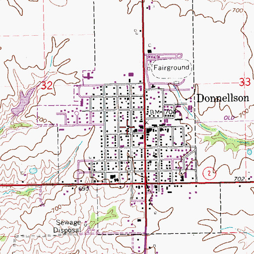 Topographic Map of Donnellson City Library, IA