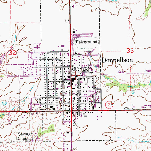 Topographic Map of Donnellson Police Department, IA