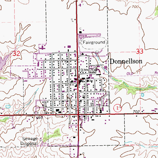 Topographic Map of Donnellson Chiropractic Clinic, IA
