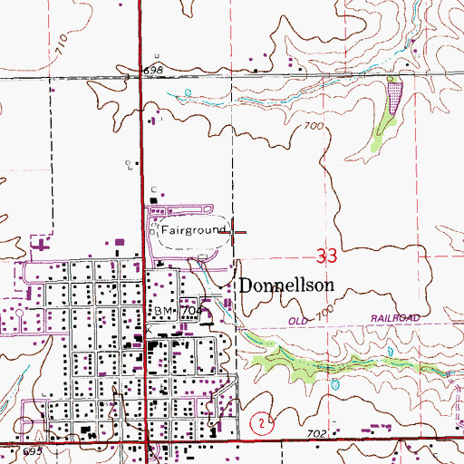 Topographic Map of Lee County Speedway, IA
