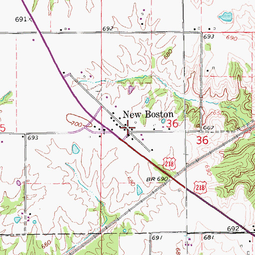 Topographic Map of New Boston Mennonite Church, IA
