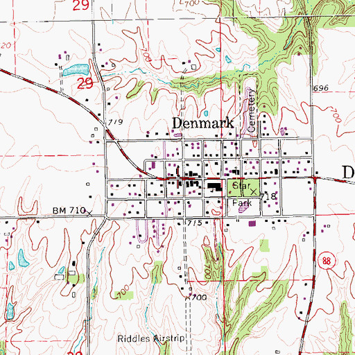 Topographic Map of Denmark Post Office, IA