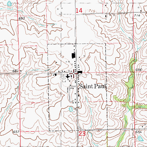 Topographic Map of Saint Paul Post Office, IA